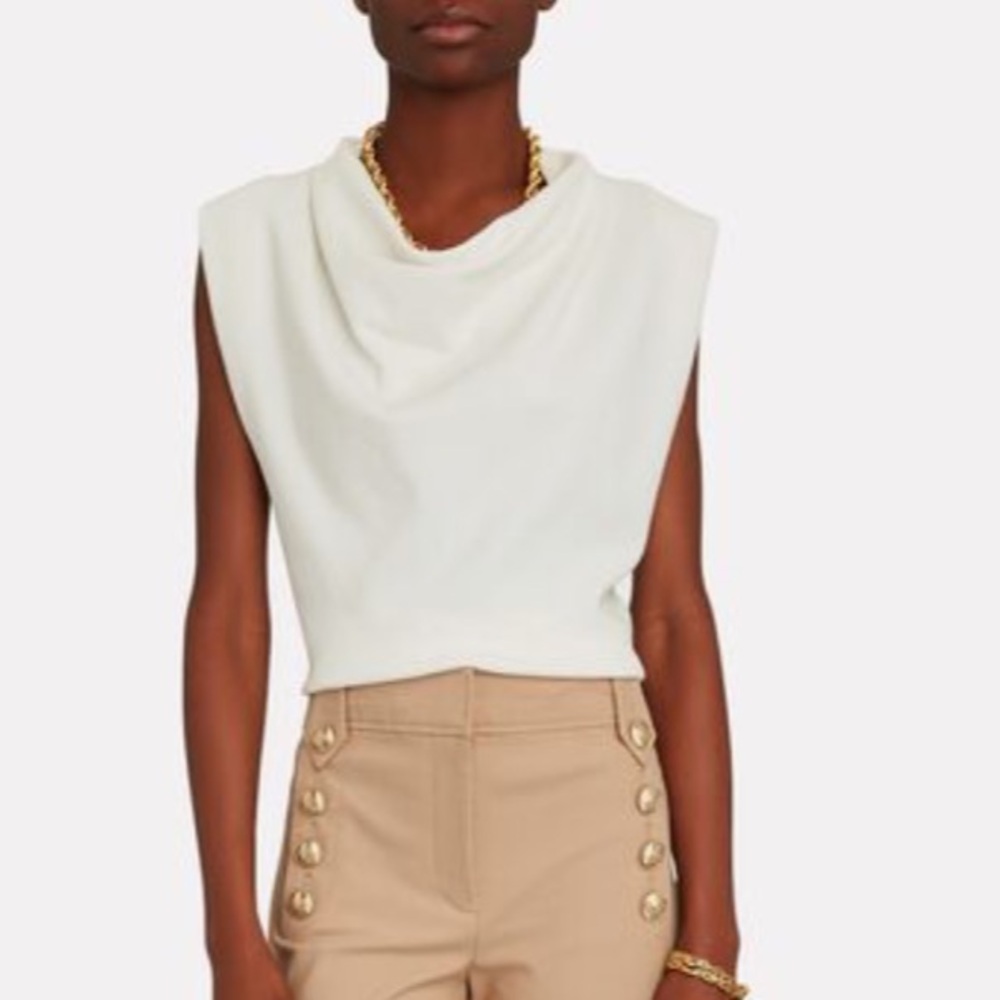 3.1 Phillip Lim White Military Rib Knit Sleeveless Sweater Vest Shirt Large